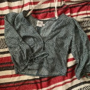 Polly green floral crop top SMALL 4